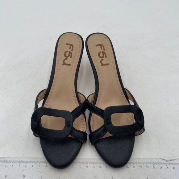 FSJ Women Slip On Mules Summer Open Toe Kitten Low Heel Sandal Ladies Casual Com - Picture 2 of 7